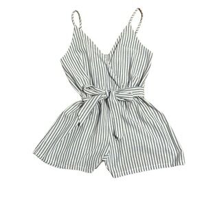 Striped summertime romper with tie belt